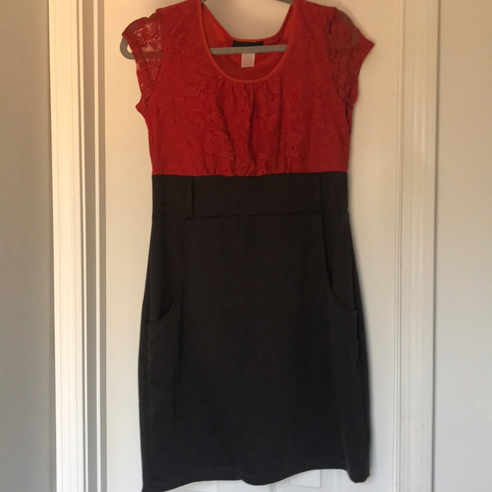 Orange and grey dress